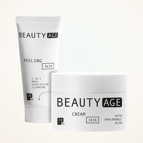 Tubo del peeling e vasetto della crema Beauty Age Complex