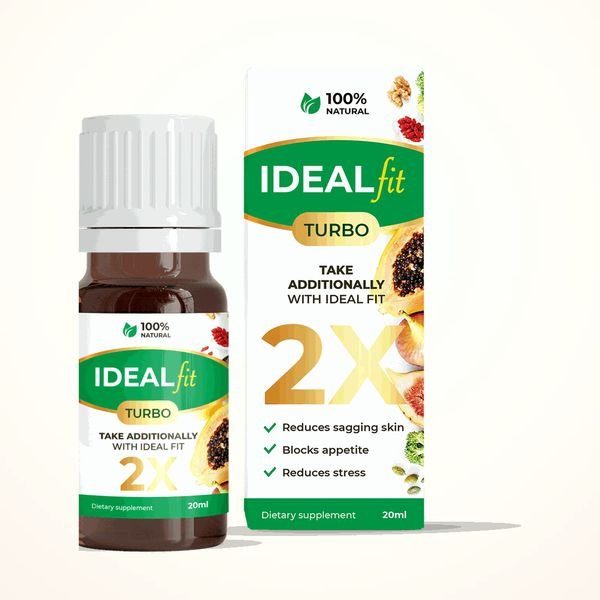 Flacone e scatola di IdealFit Turbo con la scritta 2X