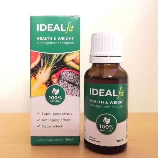 Flacone ambrato IdealFit da 20 ml accanto alla scatola verde